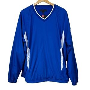 Under Armour Men’s Royal Blue and White Pullover Windbreaker Jacket, Large